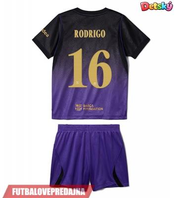 Lacne Dětský Futbalové dres Barcelona Rodri Hernandez #16 2026-27 Krátky Rukáv - Preč (+ trenírky)